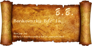 Benkovszky Béla névjegykártya